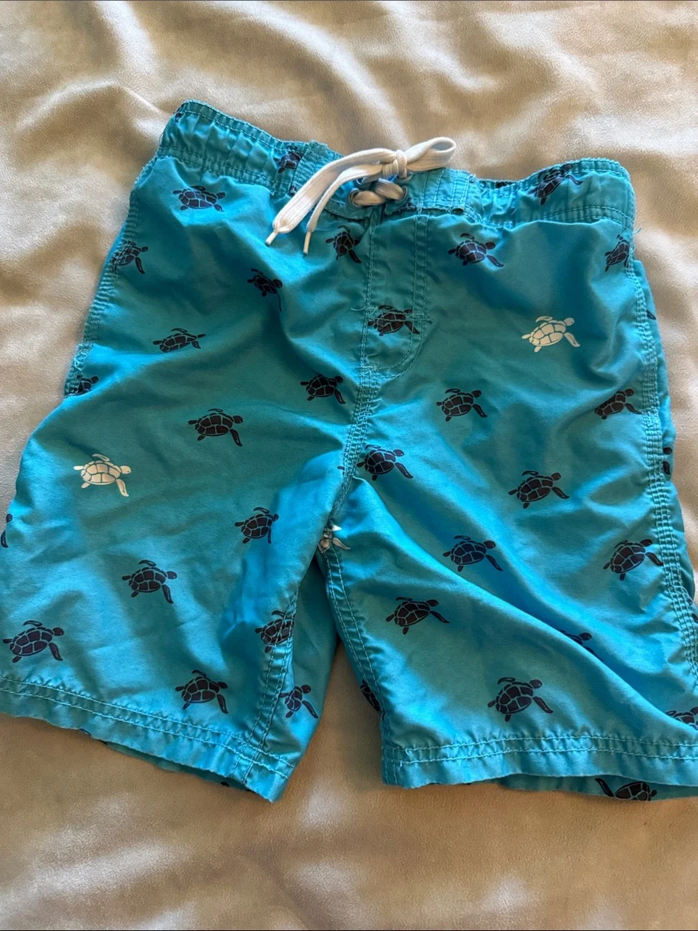 Old Navy Teal Turtle Swim Trunks & Aqua Shark Swim Shorts